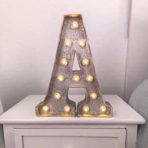 Light up standing sparkly ‘A’